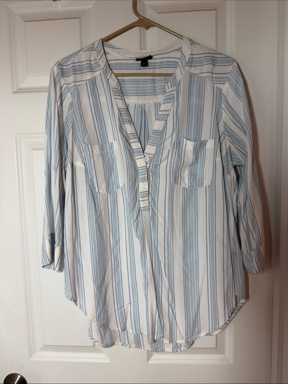 Blue and White Striped Button-Down Tunic